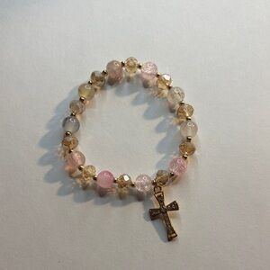 Beaded Bracelet with Cross Charm